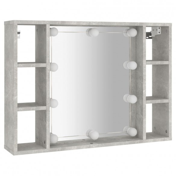 Armoire à miroir avec LED Gris béton 76x15x55 cm