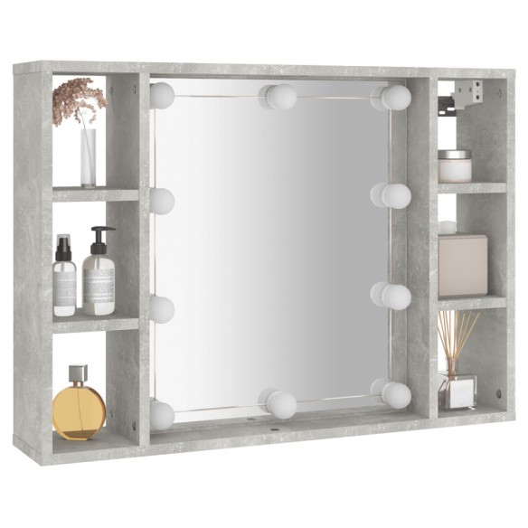 Armoire à miroir avec LED Gris béton 76x15x55 cm