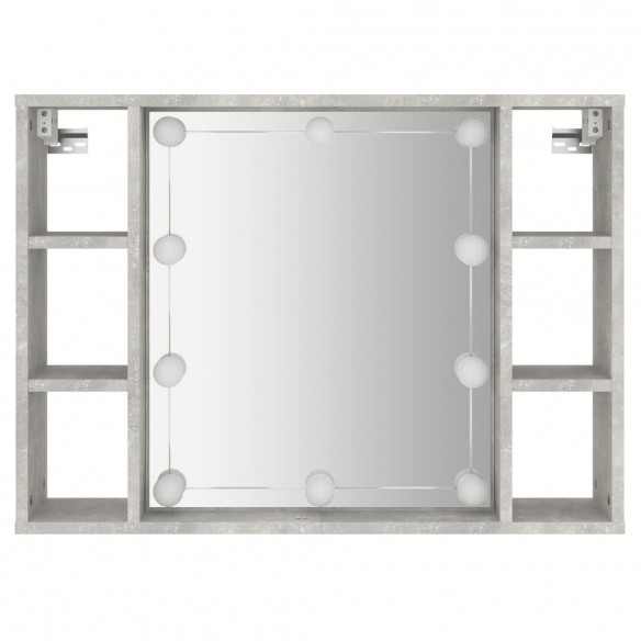 Armoire à miroir avec LED Gris béton 76x15x55 cm