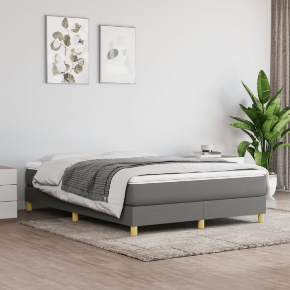 Cadre de lit avec matelas Gris foncé 140x190cm Tissu