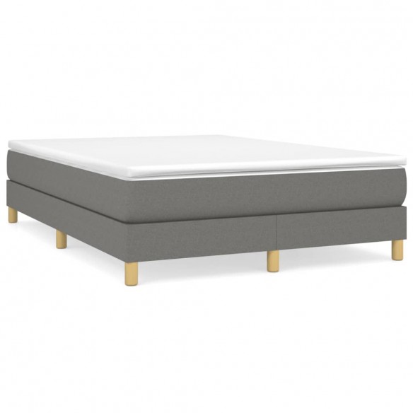 Cadre de lit avec matelas Gris foncé 140x190cm Tissu