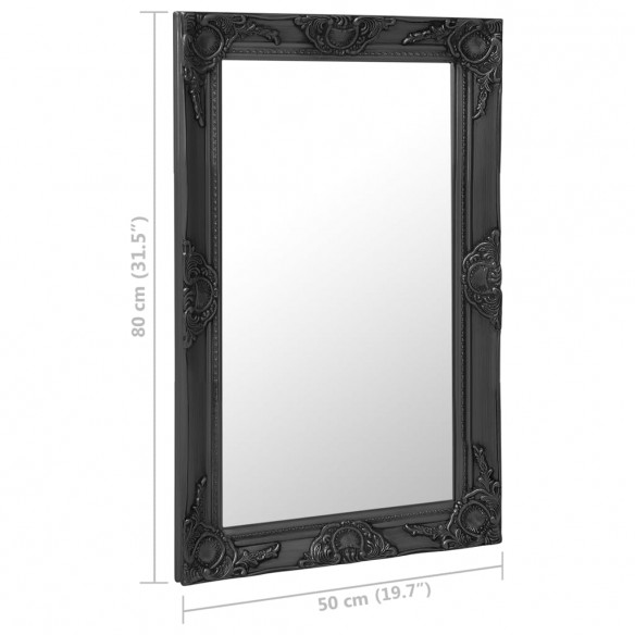 Miroir mural style baroque 50x80 cm noir