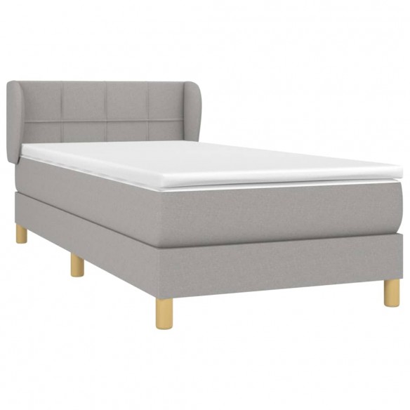 Cadre de lit avec matelas Gris clair 90x200 cm Tissu