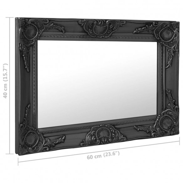 Miroir mural style baroque 60x40 cm noir