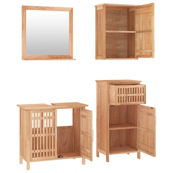 Ensemble de meubles de salle de bain 4 pcs Bois massif de noyer