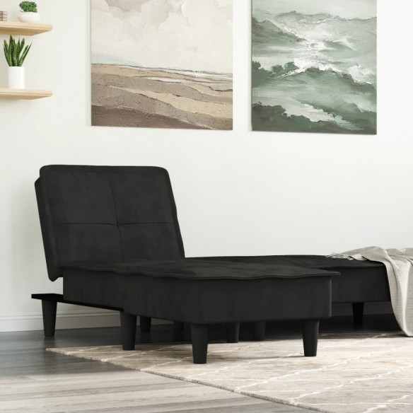 Chaise longue noir velours