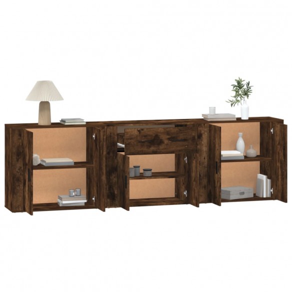 Buffets 3 pcs Chêne fumé Bois d'ingénierie