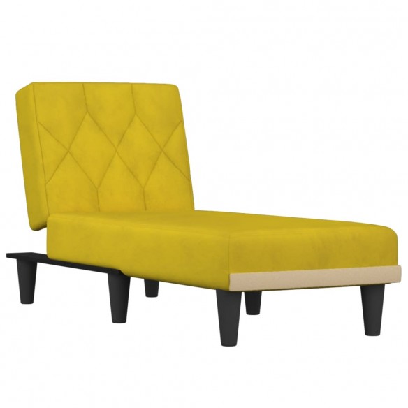 Chaise longue jaune velours