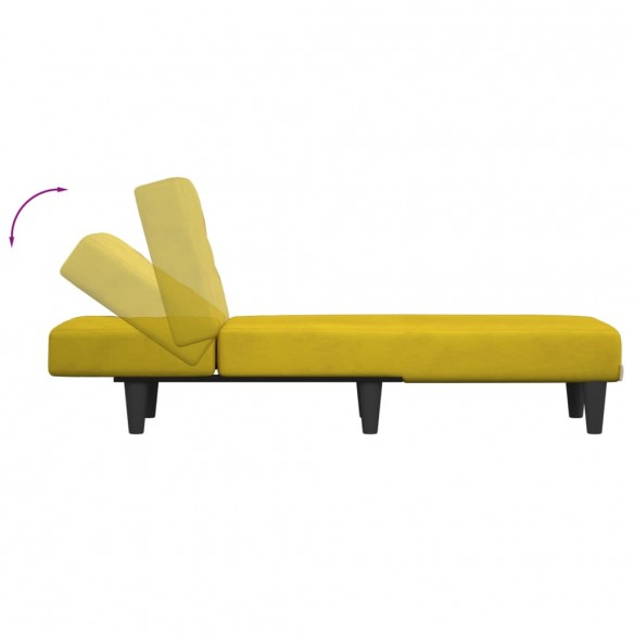 Chaise longue jaune velours