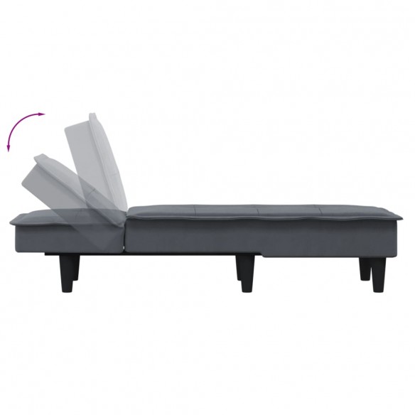 Chaise longue gris foncé velours