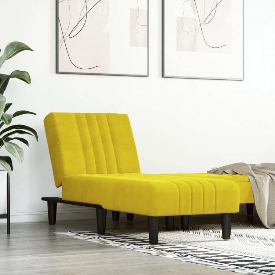 Chaise longue jaune velours