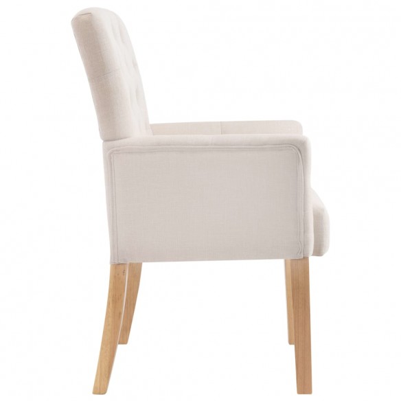 Chaises à manger avec accoudoirs lot de 6 beige tissu