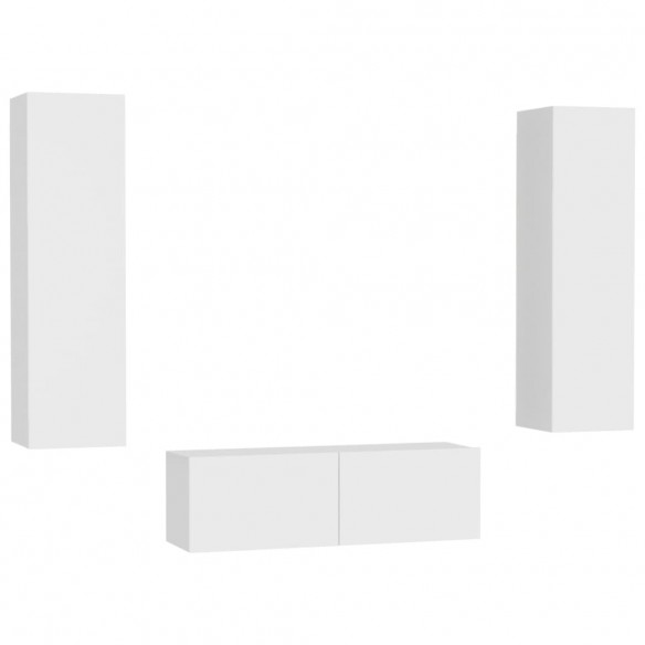 Ensemble de meubles TV 3 pcs Blanc Aggloméré