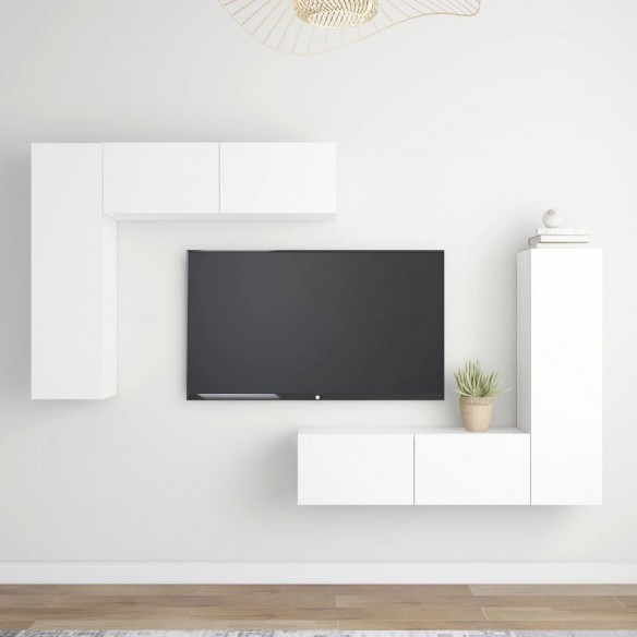 Ensemble de meubles TV 4 pcs Blanc Aggloméré