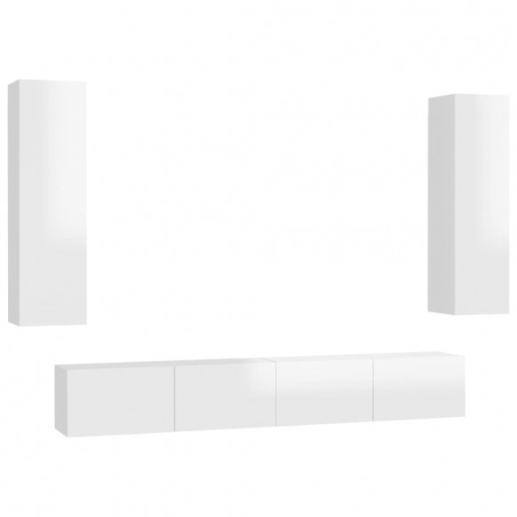 Ensemble de meubles TV 4 pcs Blanc brillant Aggloméré