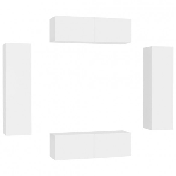 Ensemble de meubles TV 4 pcs Blanc Aggloméré