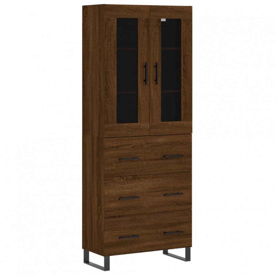 Buffet haut Chêne marron 69,5x34x180 cm Bois d'ingénierie