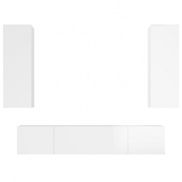 Ensemble de meubles TV 4 pcs Blanc brillant Bois d'ingénierie