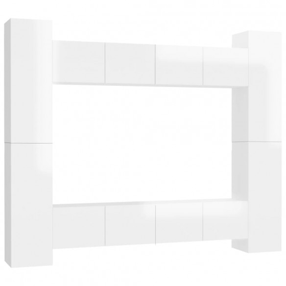 Ensemble de meubles TV 8 pcs Blanc brillant Aggloméré