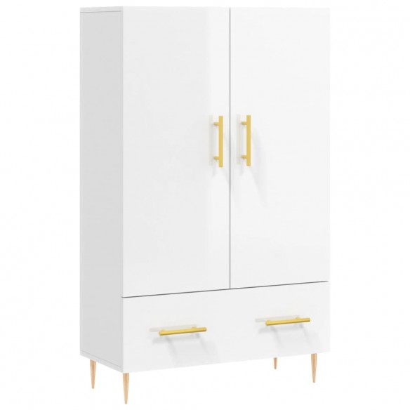 Buffet haut blanc brillant 69,5x31x115 cm bois d'ingénierie