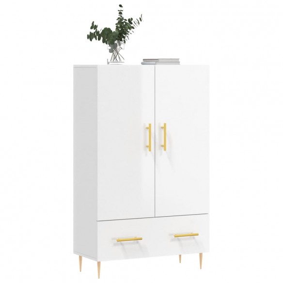 Buffet haut blanc brillant 69,5x31x115 cm bois d'ingénierie