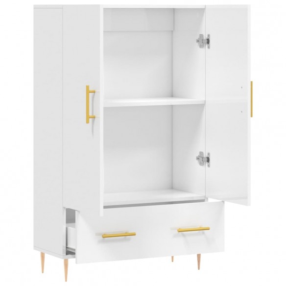 Buffet haut blanc brillant 69,5x31x115 cm bois d'ingénierie