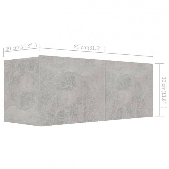 Ensemble de meubles TV 4 pcs Gris béton Aggloméré