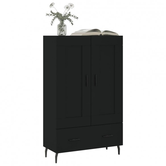 Buffet haut noir 69,5x31x115 cm bois d'ingénierie