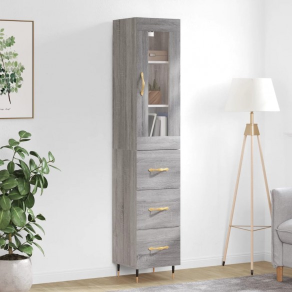 Buffet haut Sonoma gris 34,5x34x180 cm Bois d'ingénierie