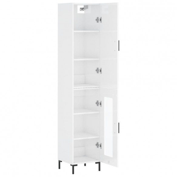 Buffet haut Blanc brillant 34,5x34x180 cm Bois d'ingénierie