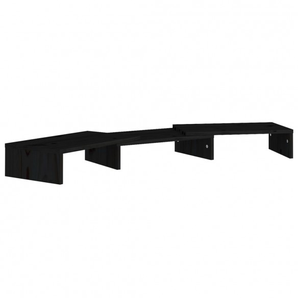 Support de moniteur Noir 80x24x10,5 cm Bois de pin solide