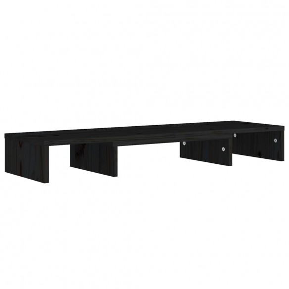 Support de moniteur Noir 80x24x10,5 cm Bois de pin solide