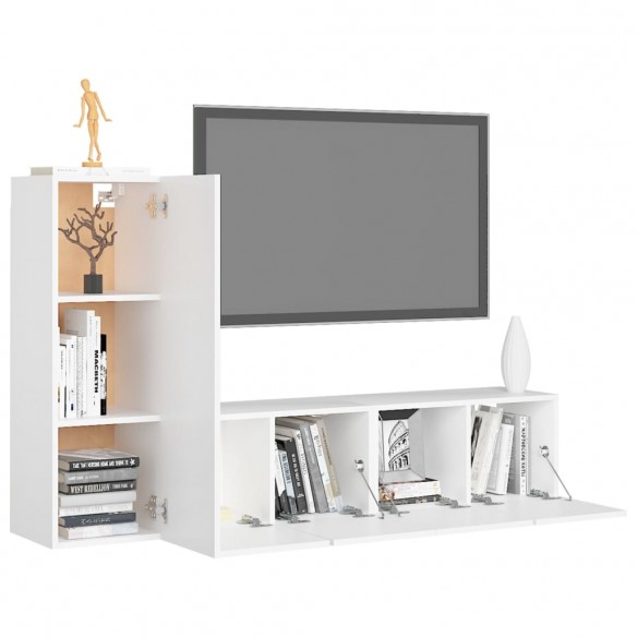 Ensemble de meuble TV 3 pcs Blanc Aggloméré