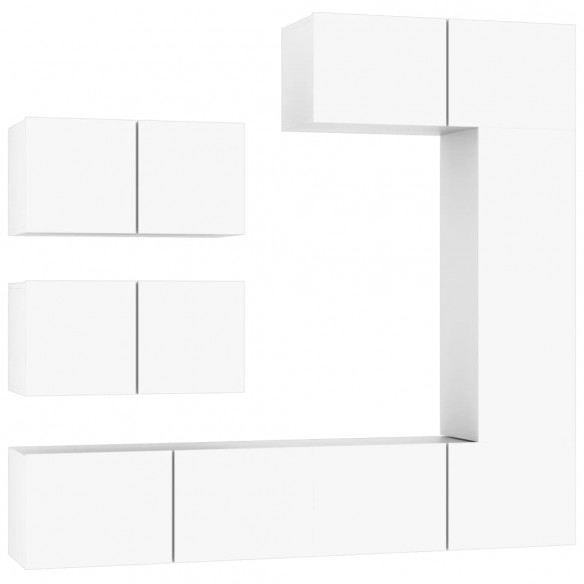 Ensemble de meubles TV 6 pcs Blanc Bois d'ingénierie