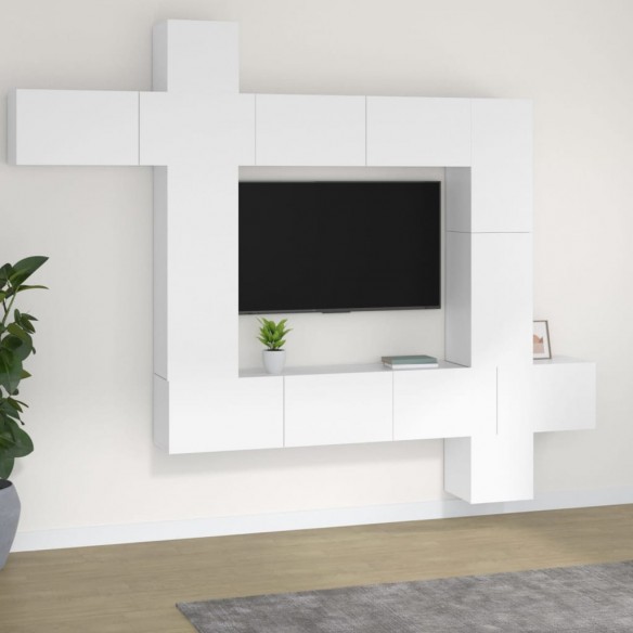 Ensemble de meubles TV 9 pcs Blanc Bois d'ingénierie