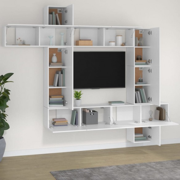 Ensemble de meubles TV 9 pcs Blanc Bois d'ingénierie