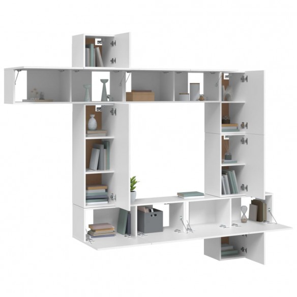 Ensemble de meubles TV 9 pcs Blanc Bois d'ingénierie