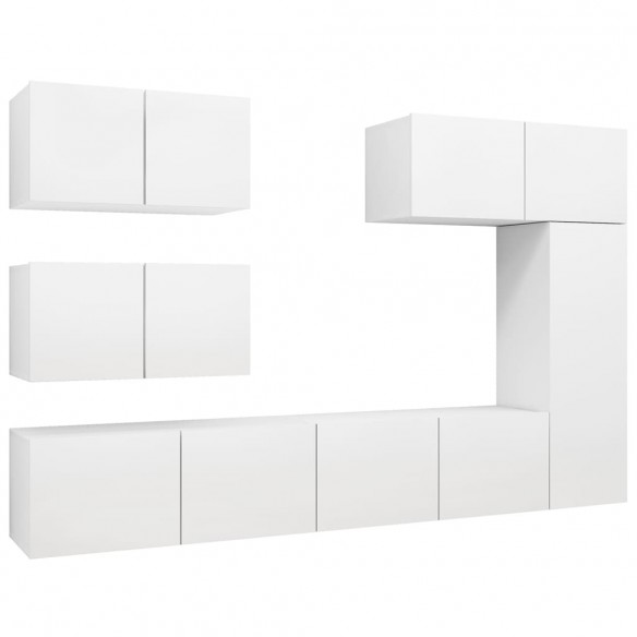 Ensemble de meuble TV 6 pcs Blanc Aggloméré