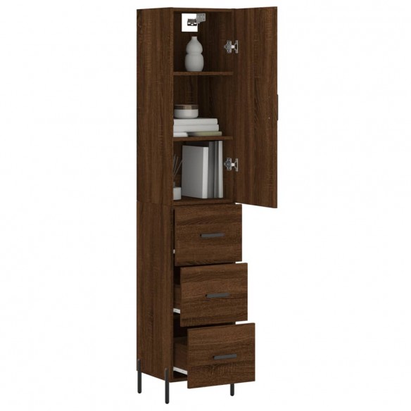 Buffet haut Chêne marron 34,5x34x180 cm Bois d'ingénierie