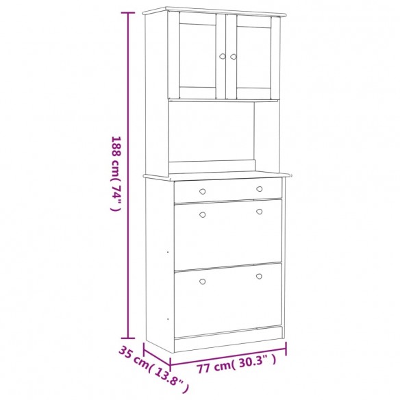 Buffet ALTA 77x35x188 cm bois massif de pin