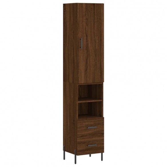 Buffet haut Chêne marron 34,5x34x180 cm Bois d'ingénierie