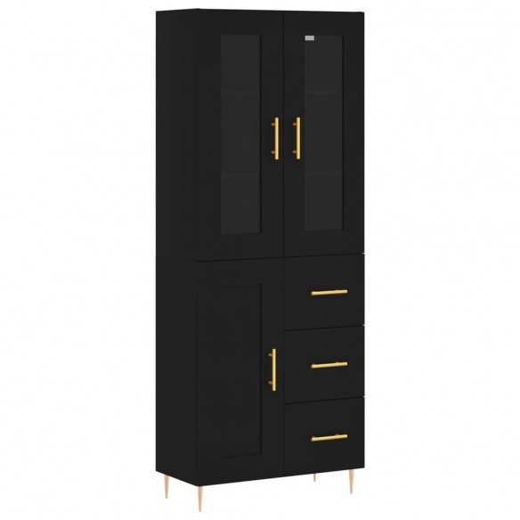 Buffet haut Noir 69,5x34x180 cm Bois d'ingénierie