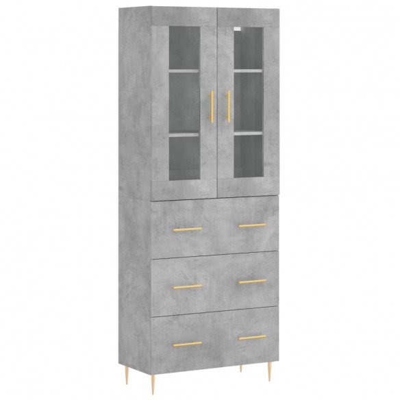 Buffet haut Gris béton 69,5x34x180 cm Bois d'ingénierie