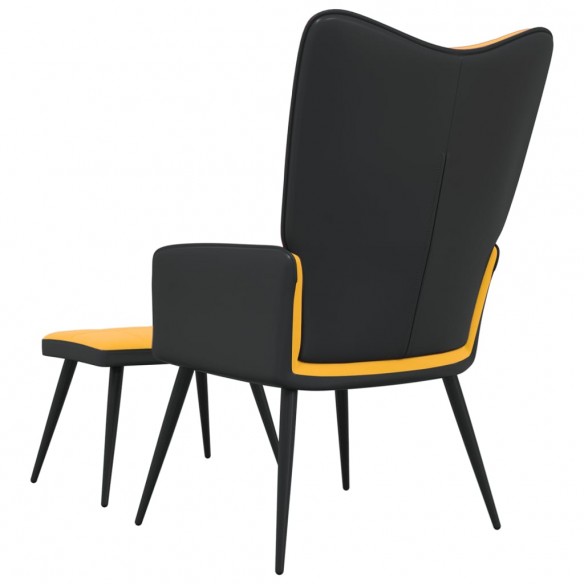 Chaise de détente et repose-pied Jaune moutarde Velours et PVC