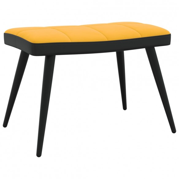 Chaise de détente et repose-pied Jaune moutarde Velours et PVC