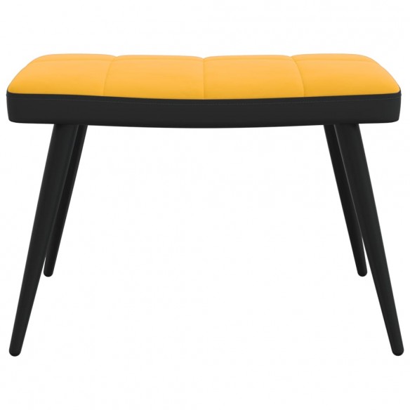 Chaise de détente et repose-pied Jaune moutarde Velours et PVC