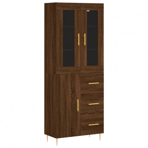 Buffet haut Chêne marron 69,5x34x180 cm Bois d'ingénierie