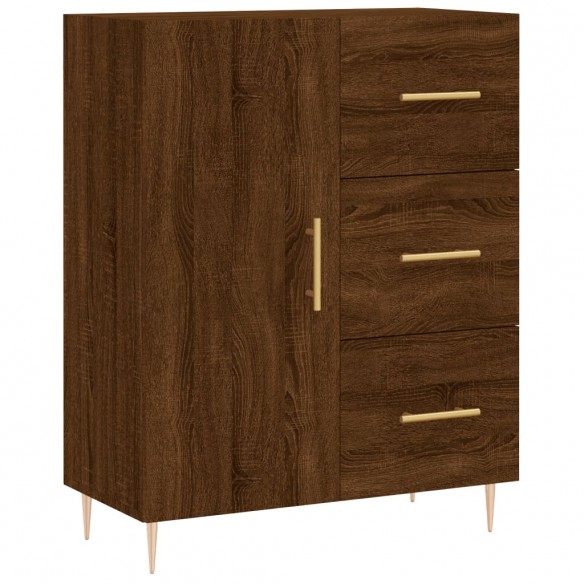 Buffet haut Chêne marron 69,5x34x180 cm Bois d'ingénierie