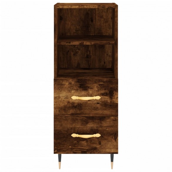 Buffet haut Chêne fumé 34,5x34x180 cm Bois d'ingénierie