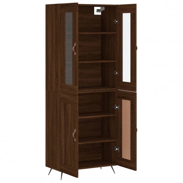 Buffet haut Chêne marron 69,5x34x180 cm Bois d'ingénierie